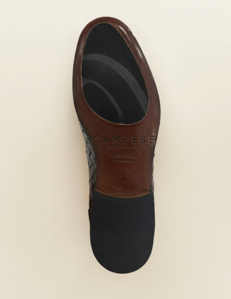 Mocassino da uomo testa di moro intrecciato a mano in cuoio