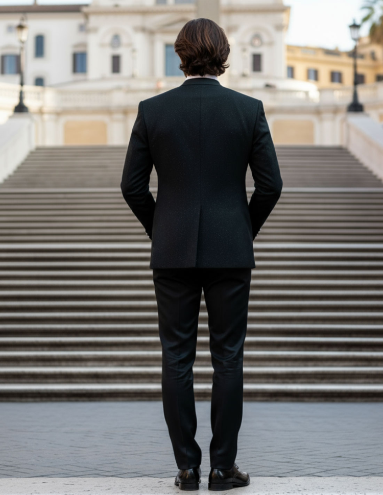 Retro Completo Sposo Coreano glitter nero