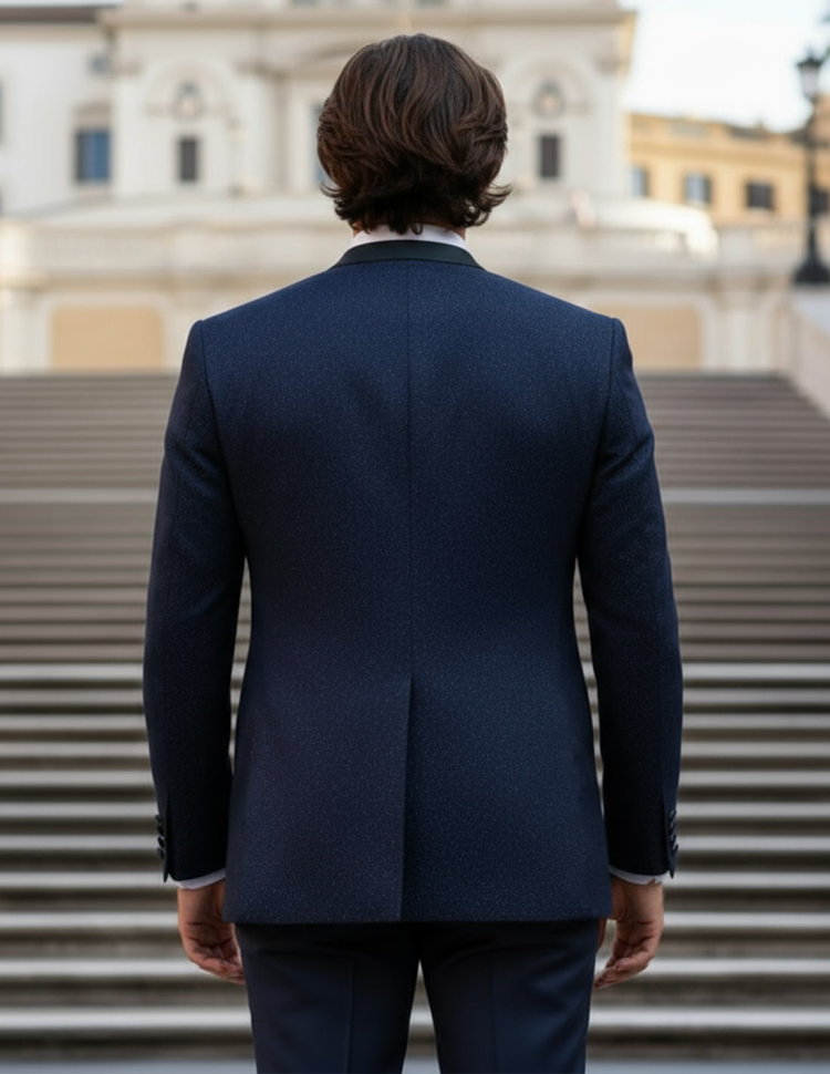 Retro Completo Sposo Coreano glitter blu