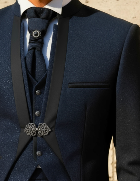 Dettaglio Completo Sposo Coreano glitter blu