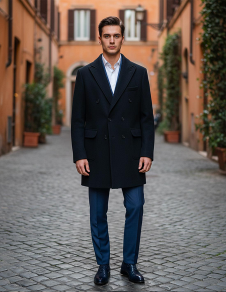 Cappotto Uomo Doppio Petto Blu Notte da Cerimonia