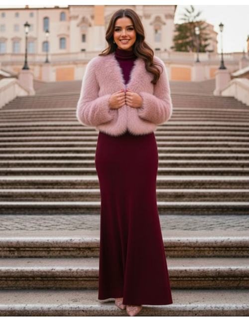 Pelliccia Ecologica Rosa Antico Corta Donna