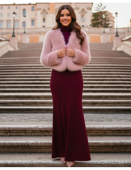 Pelliccia Ecologica Rosa Antico Corta Donna