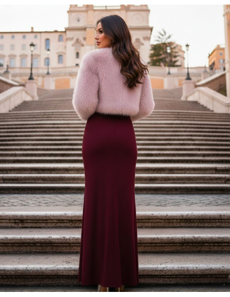 Retro Pelliccia Ecologica Rosa Antico Corta Donna