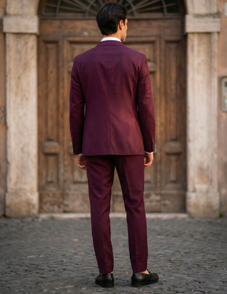 Retro Completo Uomo Cerimonia Borgogna
