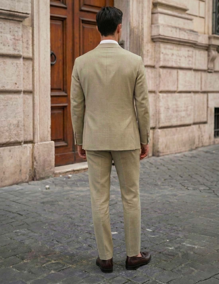 Retro Completo Uomo Beige monopetto