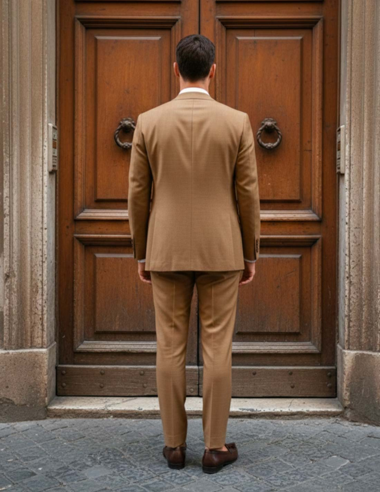 Retro Completo Uomo Color Biscotto monopetto