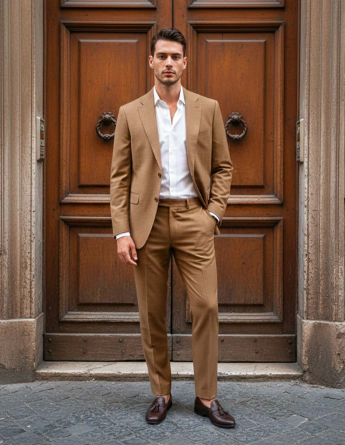 Completo Uomo Color Biscotto monopetto