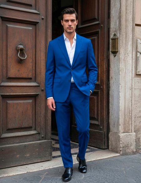 Abito da Cerimonia Uomo Blu Elettrico Monopetto