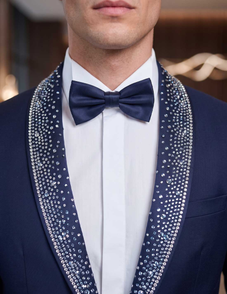 Smoking uomo con strass su bavero