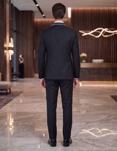 Smoking uomo con strass su bavero