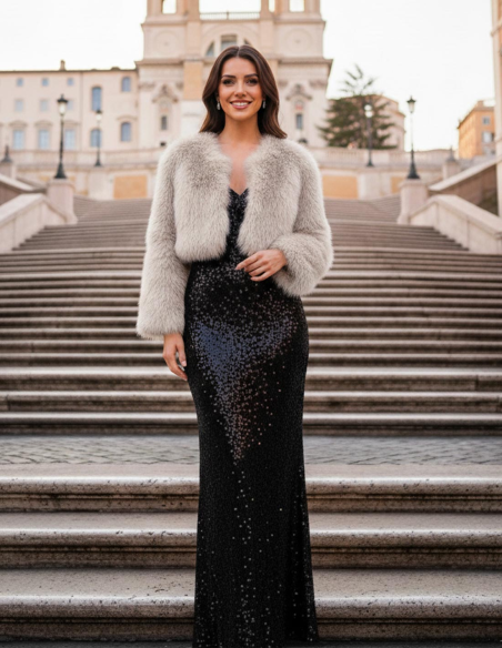 Pelliccia Ecologica Giacca Corta Donna